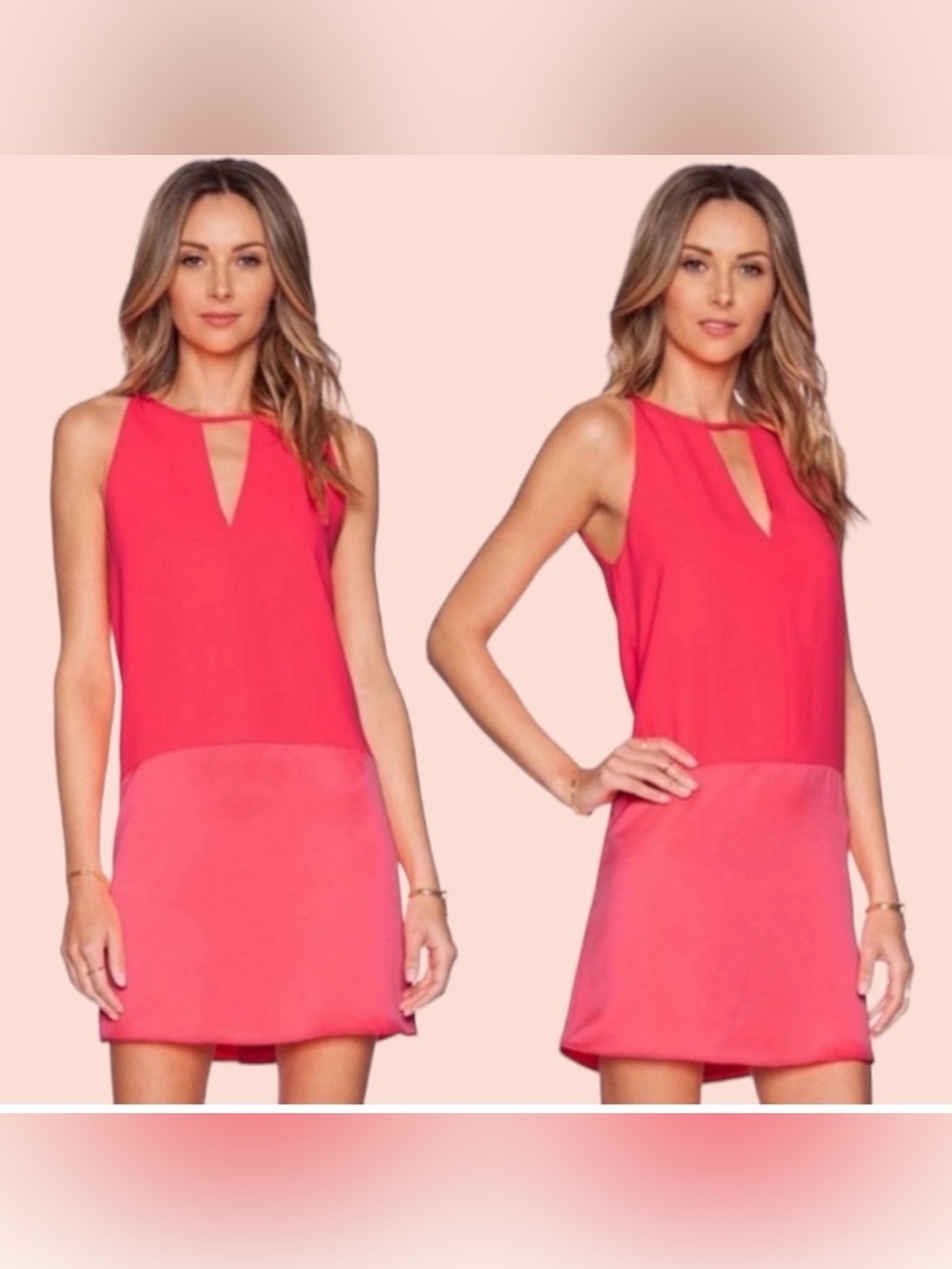 Parker Two-Tone Coral Pink Mini Dress